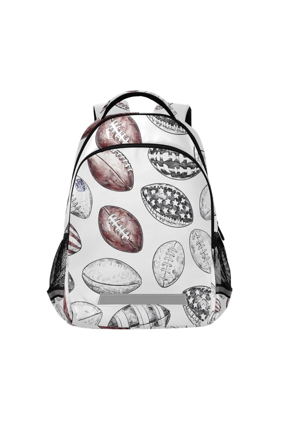 Retro Football Rugby Backpack Elementary School Bag Bookbag Travel Rucksack