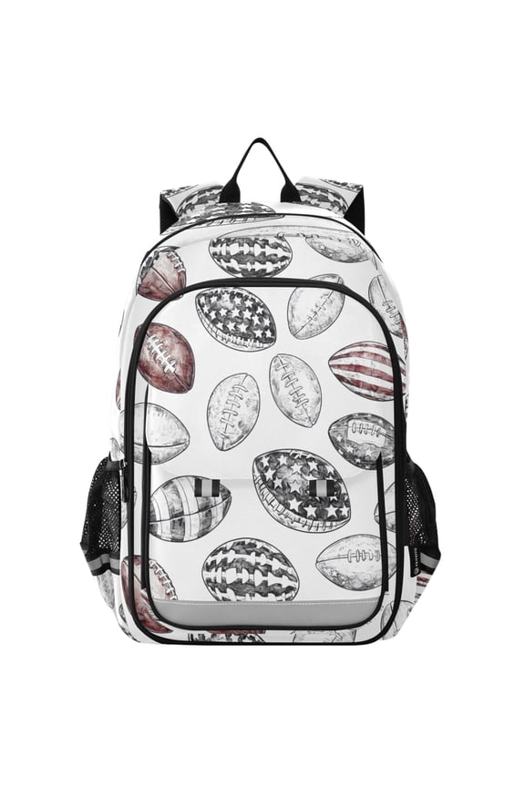 Retro Football Rugby Laptop Backpack Purse Travel Bag Casual School Bookbag Rucksack for Women Men
