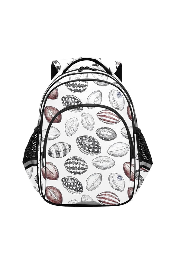 Retro Football Rugby School Backpack Elementary Bag Bookbag Travel Rucksack