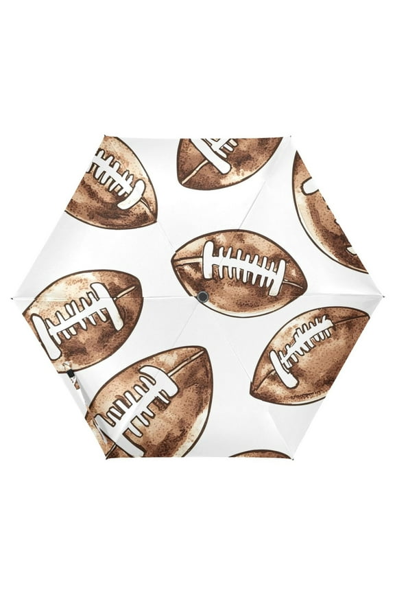 Retro Football UPF 50+ Compact Folding Umbrella for Rain Travel Umbrella Packable