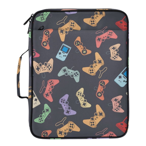 ALAZA Retro Game Controller Pattern Expanding Accordion File Folder 3 Ring Zipper Binder Organizer Portable Document Bag
