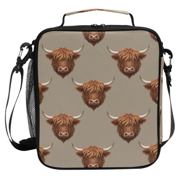 ALAZA Retro Highland Cattle Lunch Box Insulated Cooler Lunch Bag with Shoulder Strap Meal Prep Tote