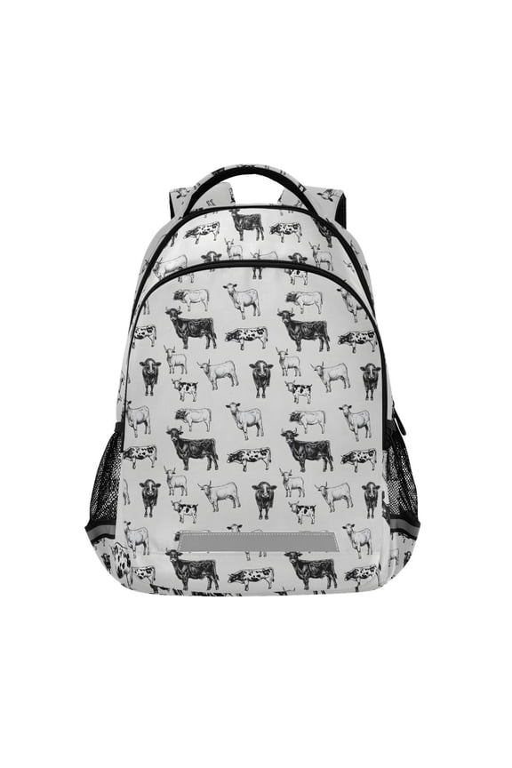 Retro Highland Cows Backpack Elementary School Bag Bookbag Travel Rucksack