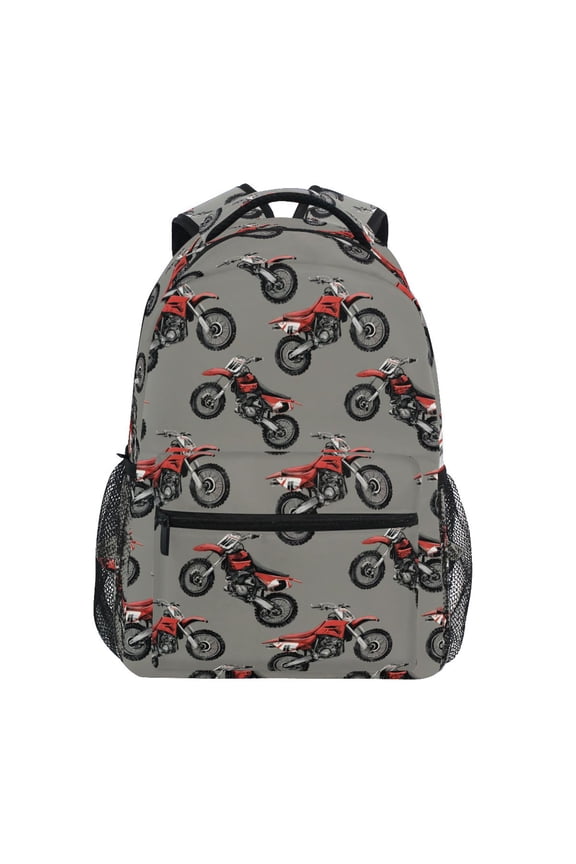 Retro Motorcycle Pattern School Backpack Elementary Bookbag Laptop Bags Travel Daypack