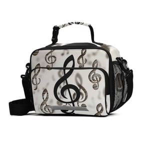ALAZA Retro Musical Note Lunch Box Insulated Cooler Bag Reusable Tote Bags Shoulder Strap