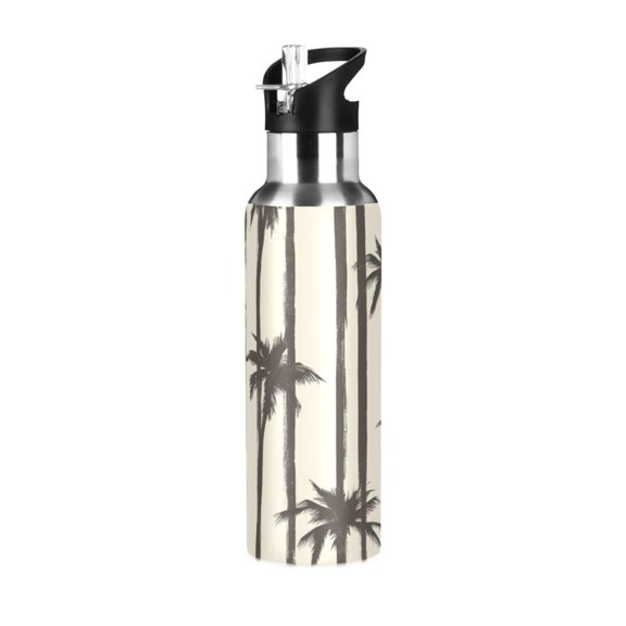 ALAZA Retro Palm Tree Water Bottle Insulated Flask Stainless Steel Straw Lid 20 oz
