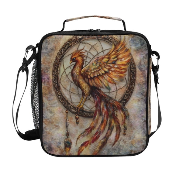 ALAZA Retro Phoenix with Feather Lunch Box Insulated Lunch Bag Reusable Thermal Cooler Tote School Picnic