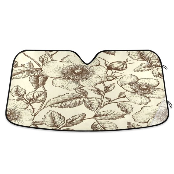 ALAZA Retro Rose Flower-2 Windshield Sun Shade Car Foldable Sun Visor Block UV Rays Protector 53"x23.5"