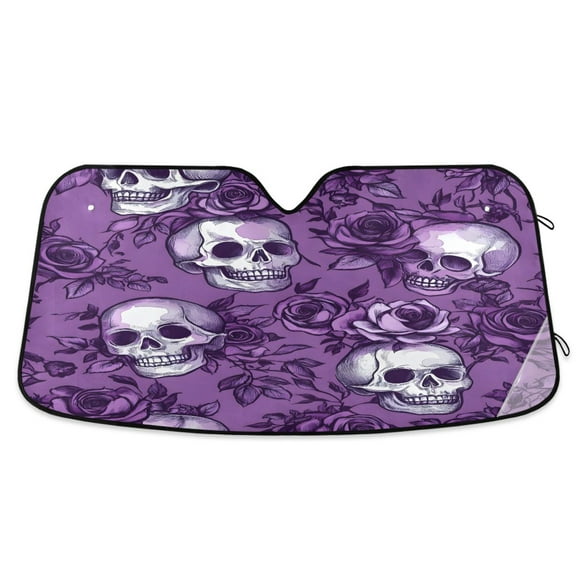 ALAZA Retro Rose Skull Windshield Sun Shade Car Foldable Visor Block UV Rays Protector 55"x27.6"