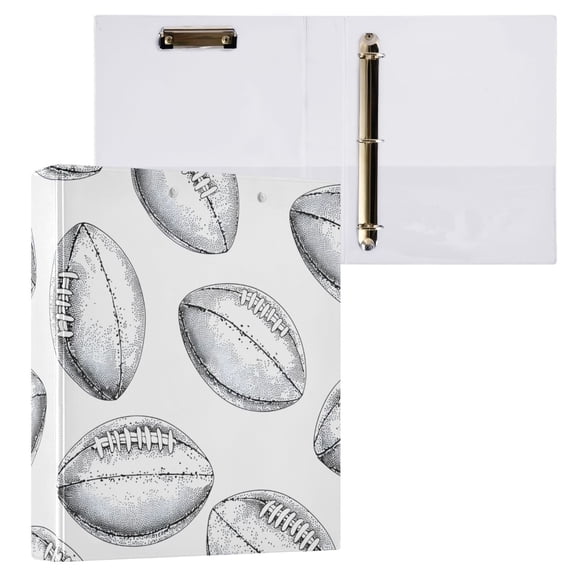 ALAZA Retro Rugby Football Hardcover 3 Ring Binder 1.5" Round Rings Interior Pockets Binders Organizer 1 Pack