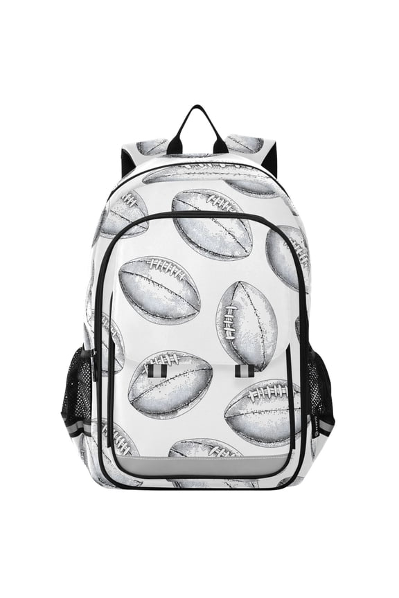 Retro Rugby Football Laptop Backpack Purse Travel Bag Casual School Bookbag Rucksack for Women Men