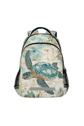 Retro Sea Turtle Kids Backpack Elementary School Bag Children Bookbag Travel Rucksack