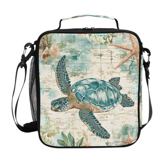 ALAZA Retro Sea Turtle Lunch Box Insulated Lunch Bag Reusable Thermal Cooler Tote School Picnic