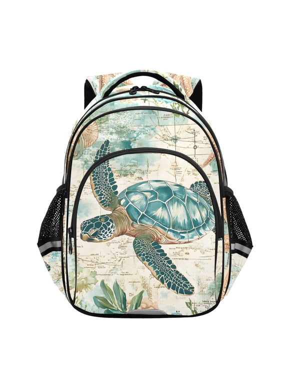 Retro Sea Turtle School Backpack Elementary Bag Bookbag Travel Rucksack