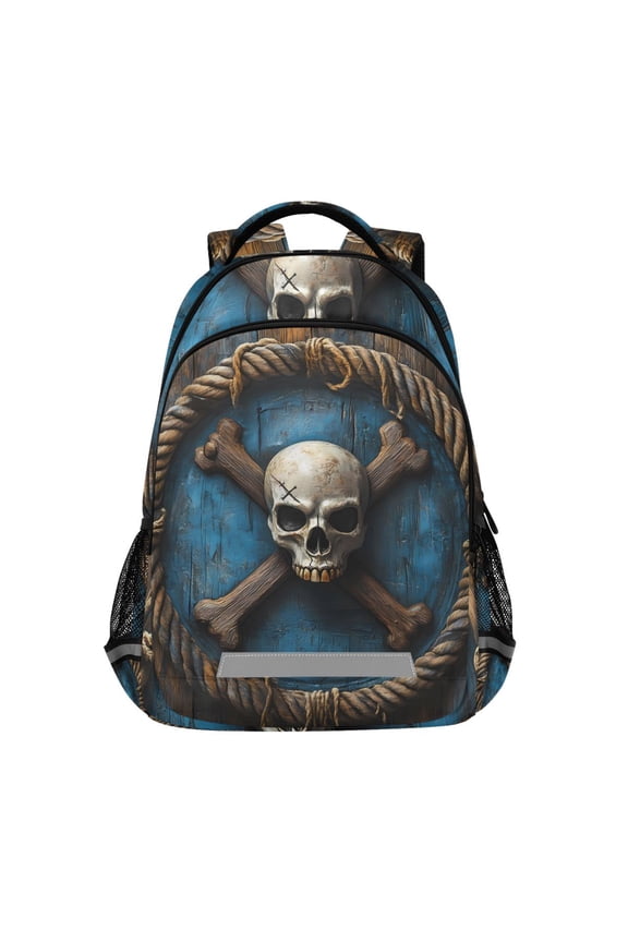 Retro Skeleton Wood Backpack Elementary School Bag Bookbag Travel Rucksack
