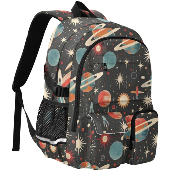 ALAZA Retro Space Planets Rockets Print Student Backpack School Bookbag Large Laptop Daypack Travel Bag