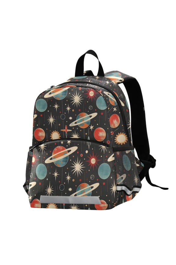 Retro Space Planets Rockets School Backpack Elementary Student Bookbag