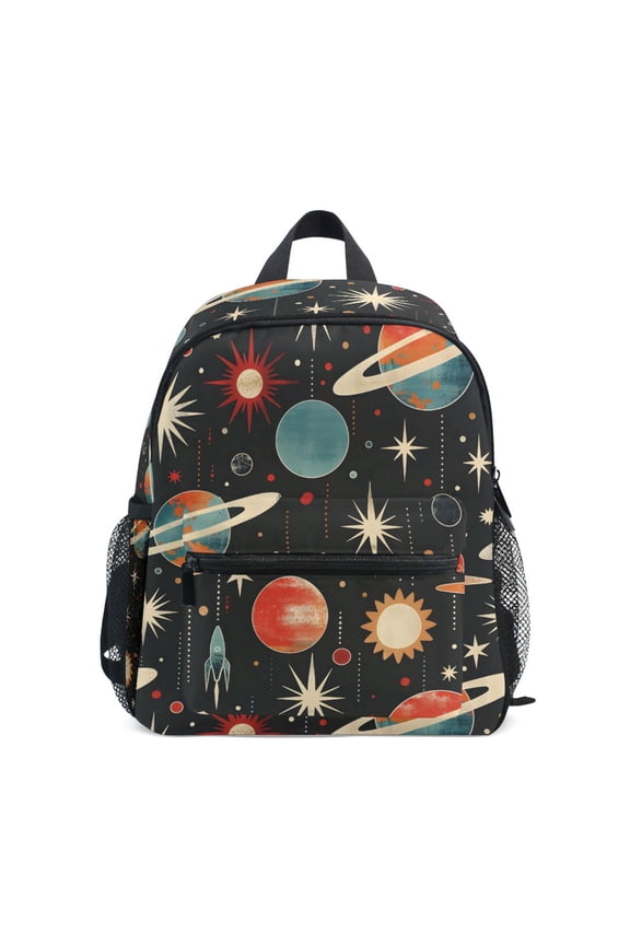Retro Space Planets Rockets School Backpack Small Bookbag Mini Bags