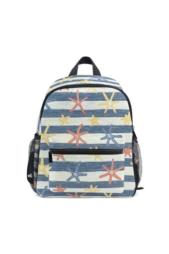 Retro Starfish Stripe School Backpack Small Bookbag Mini Bags