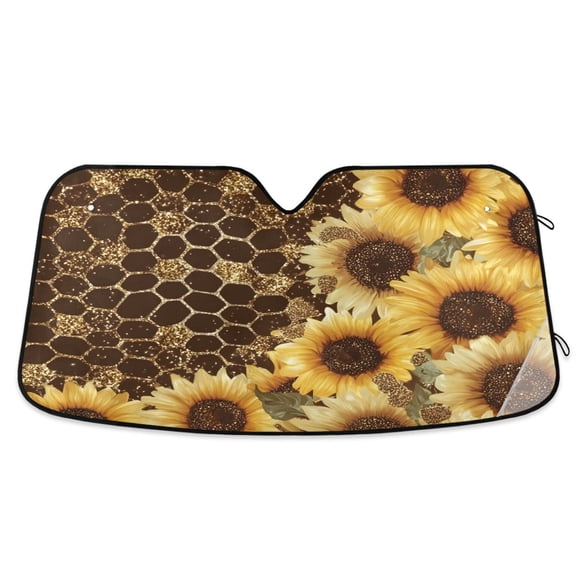 ALAZA Retro Sunflower Pattern Car Windshield Sun Shade Foldable UV Ray Sunshade Visor Protector 55 x 27.6in