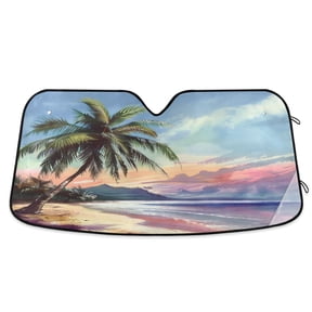 ALAZA Retro Sunset Beach Windshield Sun Shade Car Foldable Sun Visor Block UV Rays Protector 55"x27.6"