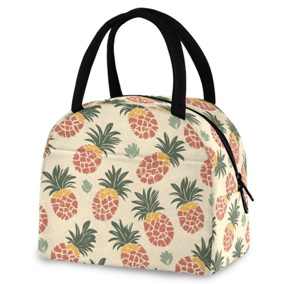 ALAZA Retro Tropical Pineapple Insulated Lunch Box Reusable Cooler Tote Bag Work Office Picnic