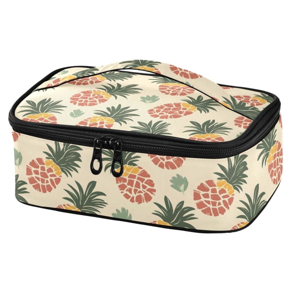 ALAZA Retro Tropical Pineapple Lunch Box Insulated Cooler Tote Bag Reusable School Picnic Travel Office