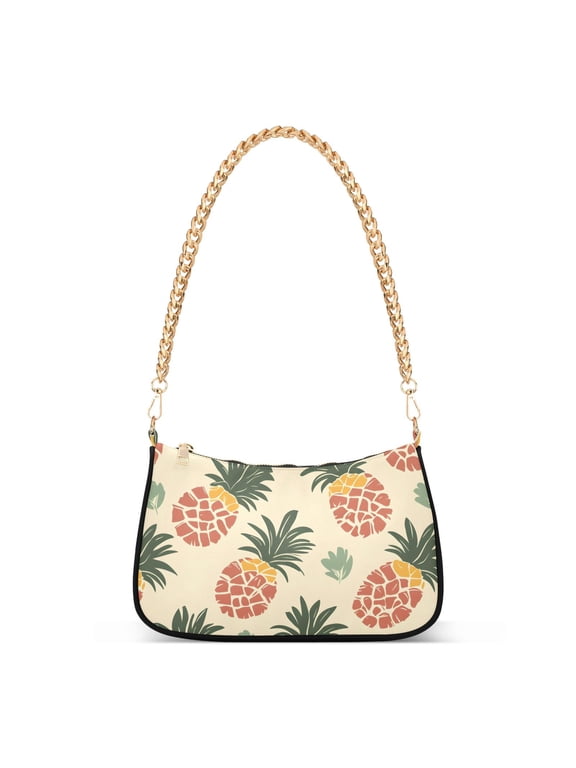 Retro Tropical Pineapple Women's Chain Shoulder Bag Hobo Handbag Tote Crossbody Purse