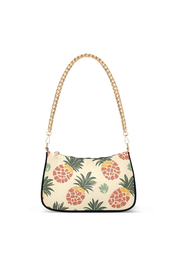 Retro Tropical Pineapple Women's Chain Shoulder Bag Hobo Handbag Tote Crossbody Purse