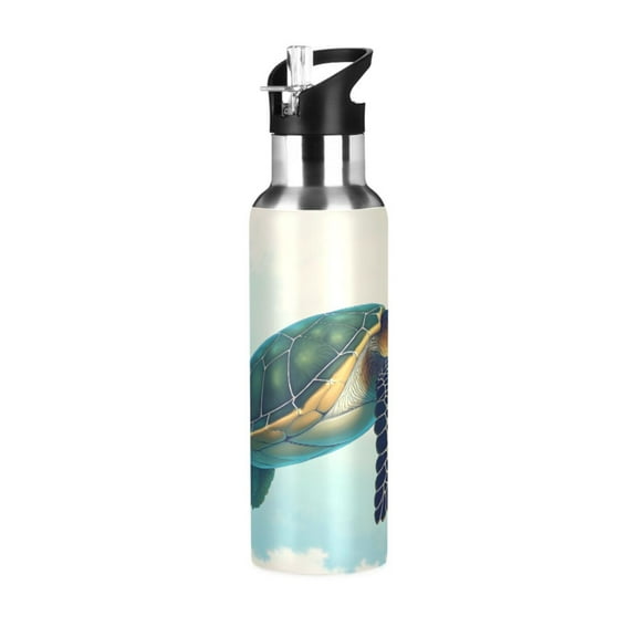 ALAZA Retro Turtle Water Bottle Insulated Flask Stainless Steel Straw Lid 20 oz