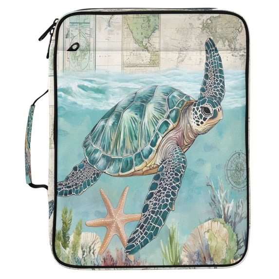 ALAZA Retro Turtle and Map Pattern Expanding Accordion File Folder 3 ...