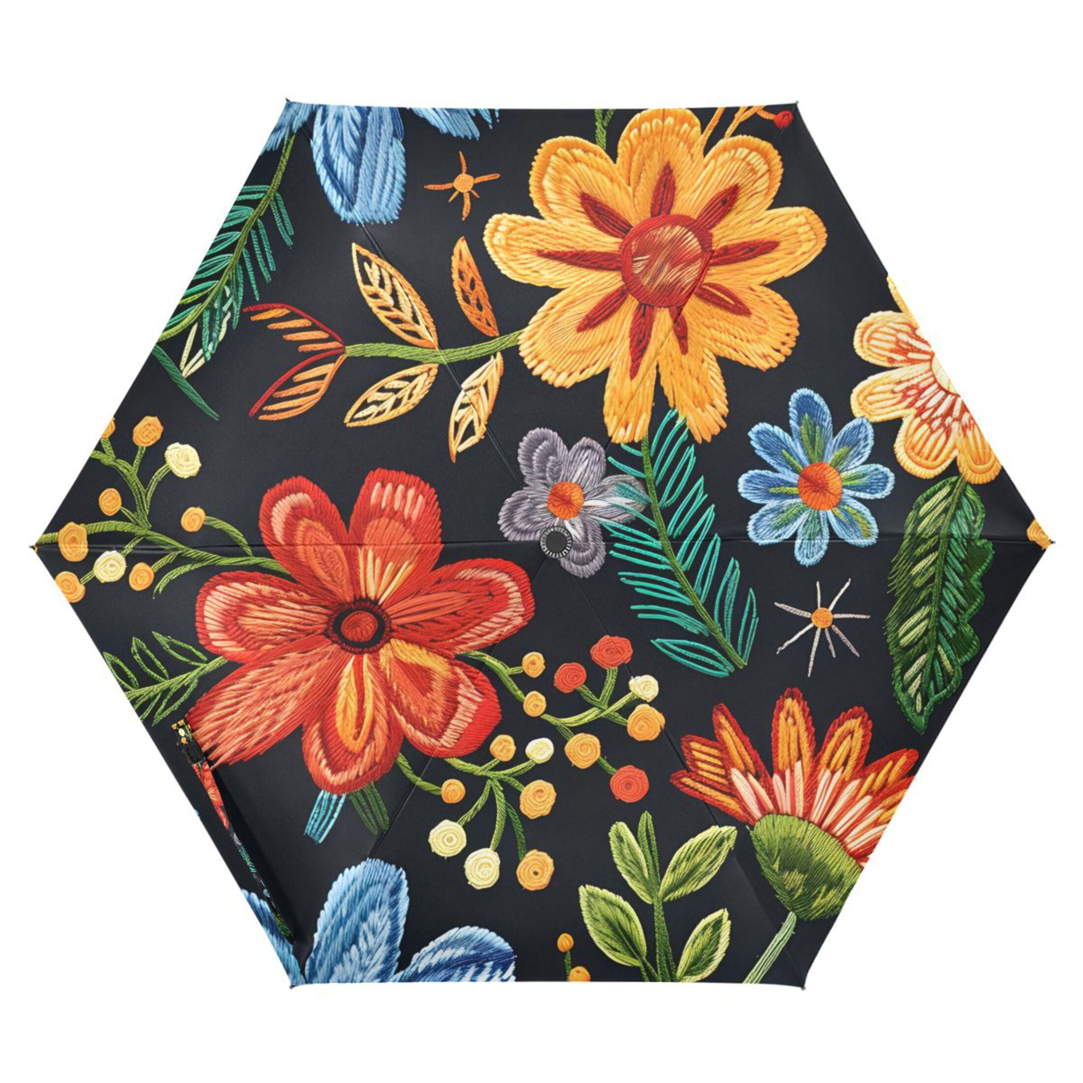 ALAZA Retro Vintage Flower UPF 50+ Compact Folding Umbrella for Rain Travel Umbrella Packable