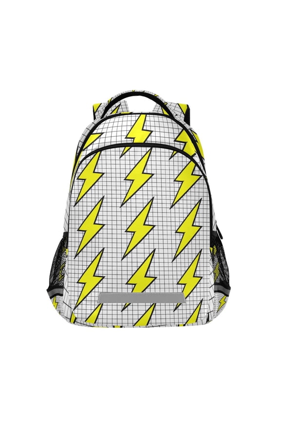 Retro Yellow Lightning Backpack Elementary School Bag Bookbag Travel Rucksack