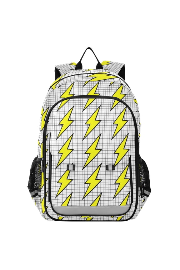 Retro Yellow Lightning Laptop Backpack Purse Travel Bag Casual School Bookbag Rucksack for Women Men