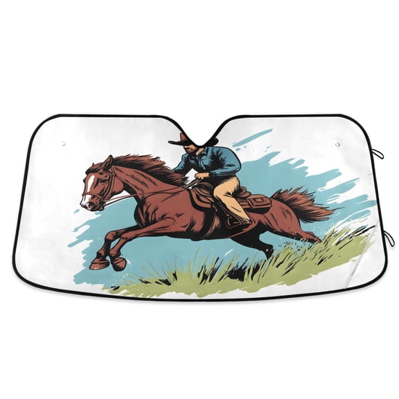 ALAZA Riding Horse Windshield Sun Shade Car Foldable Sun Visor Block UV Rays Protector 55"x27.6"