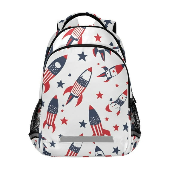 ALAZA Rocket American Flag Backpack Elementary School Bag Bookbag Travel Rucksack