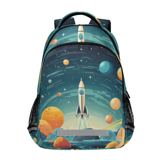 ALAZA Rocket and Space Backpack Elementary School Bag Bookbag Travel Rucksack