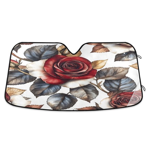 ALAZA Rose Flower-2 Windshield Sun Shade Car Foldable Sun Visor Block UV Rays Protector 53"x23.5"
