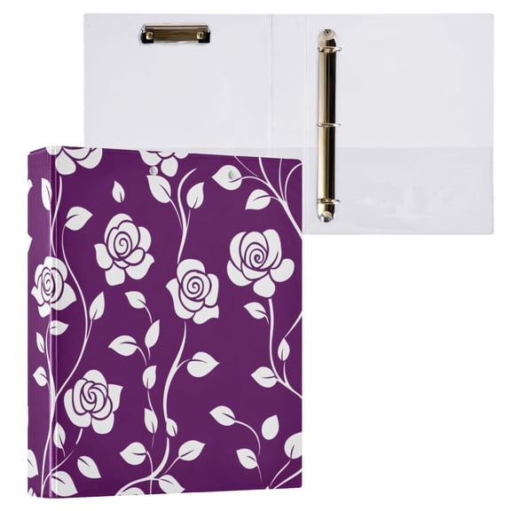 ALAZA Rose Flower Leaves Hardcover 3 Ring Binder 1.5" Round Rings Interior Pockets Binders Organizer 1 Pack