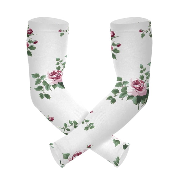 ALAZA Rose Flower Leaves UV Sun Protection Arm Sleeves UPF 50+ Compression Cooling Sleeve 1 Pair