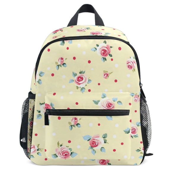 ALAZA Rose Flower Polka Dots Pattern School Backpack Student Bookbag Mini Bag