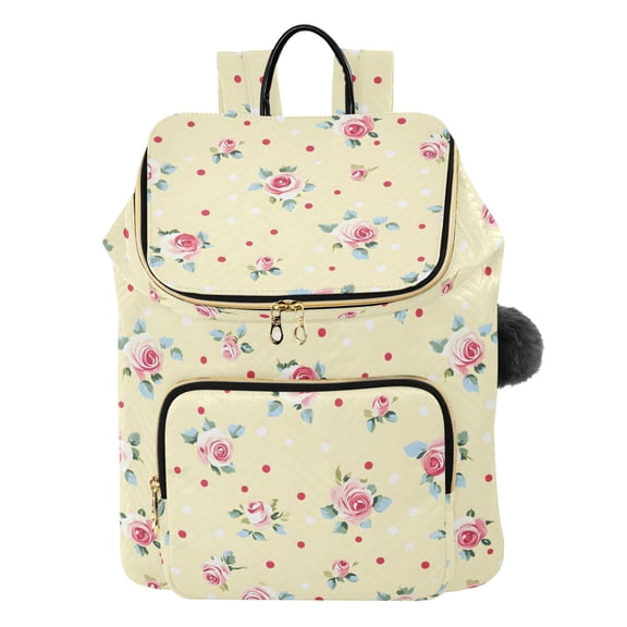ALAZA Rose Flower Polka Dots Travel Backpack Laptop Bag Large Capacity Daypack