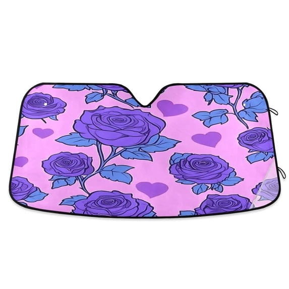 ALAZA Rose Flower Purple Windshield Sun Shade Car Foldable Sun Visor Block UV Rays Protector 55"x27.6"