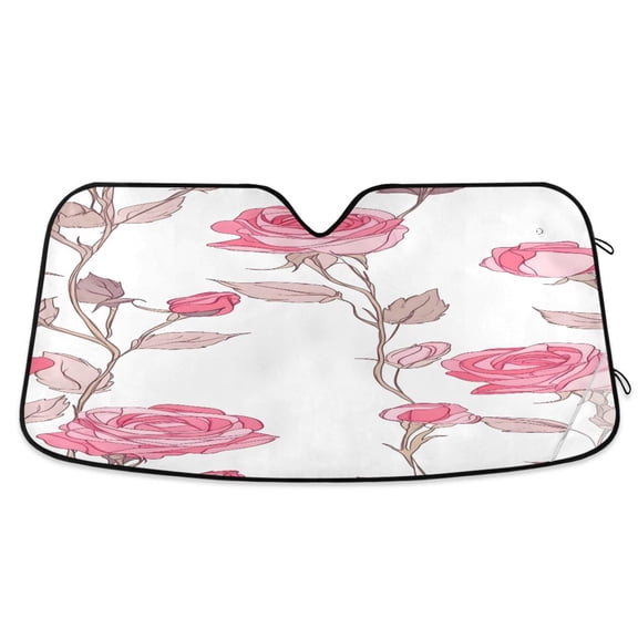ALAZA Rose Flower Windshield Sun Shade Car Foldable Sun Visor Block UV Rays Protector 53"x23.5"