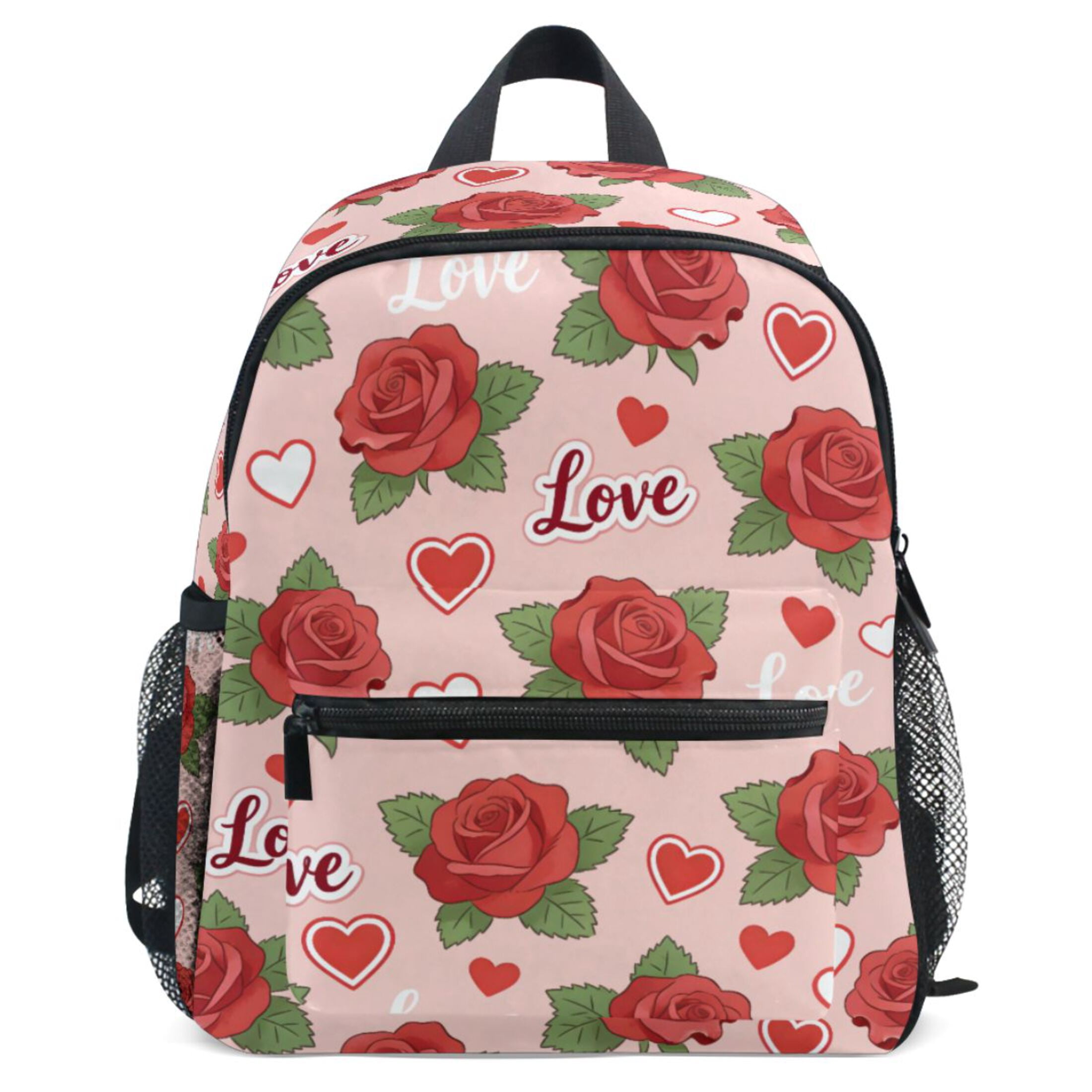 ALAZA Rose Flowers Love Pattern School Backpack Student Bookbag Mini ...