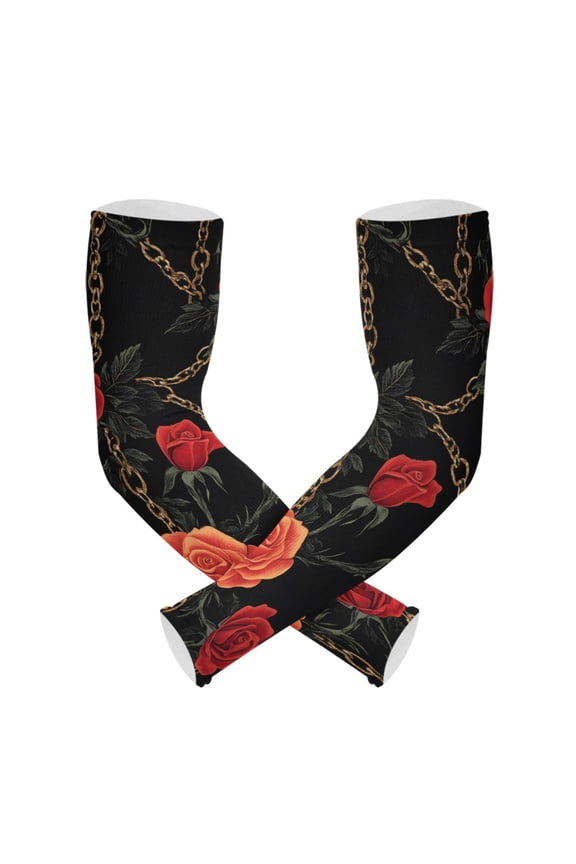 Rose with Chain UV Sun Protection Arm Sleeves UPF 50+ Compression Cooling Sleeve 1 Pair
