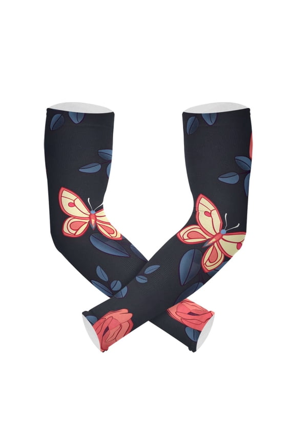 Roses Floral and Butterfly UV Sun Protection Arm Sleeves UPF 50+ Compression Cooling Sleeve 1 Pair