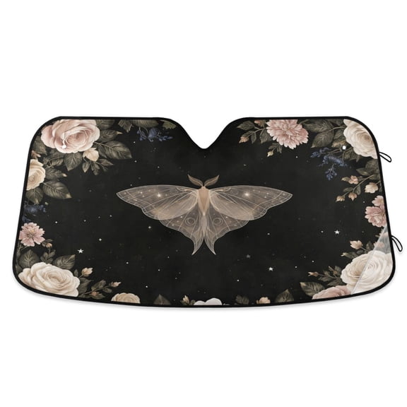 ALAZA Roses Flower Butterfly Pattern Car Windshield Sun Shade Foldable UV Ray Sunshade Visor Protector 55 x 27.6in