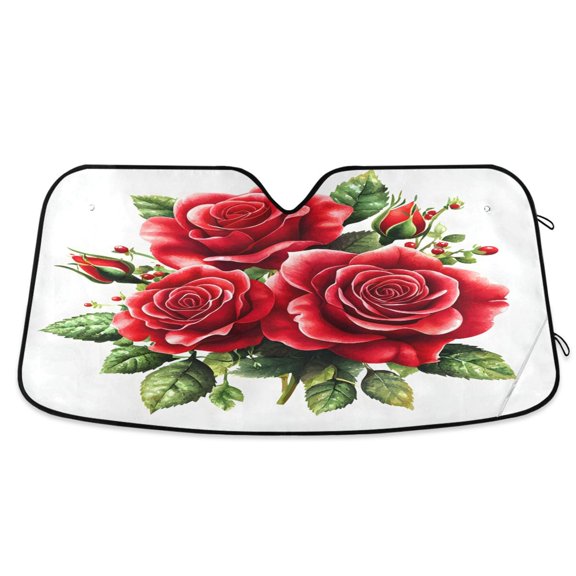 ALAZA Roses Flower Windshield Sun Shade Car Foldable Sun Visor Block UV Rays Protector 53"x23.5"
