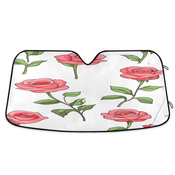 ALAZA Roses Flower Windshield Sun Shade Car Foldable Sun Visor Block UV Rays Protector 53"x23.5"